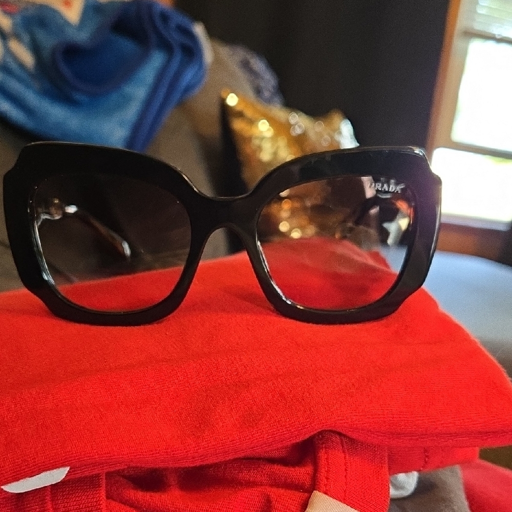 Prada Women’s Black Square Oversized Sunglasses with Gradient Lenses